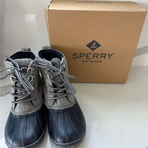 Sperry Boys Bowline Duck Boot, Navy/Gray